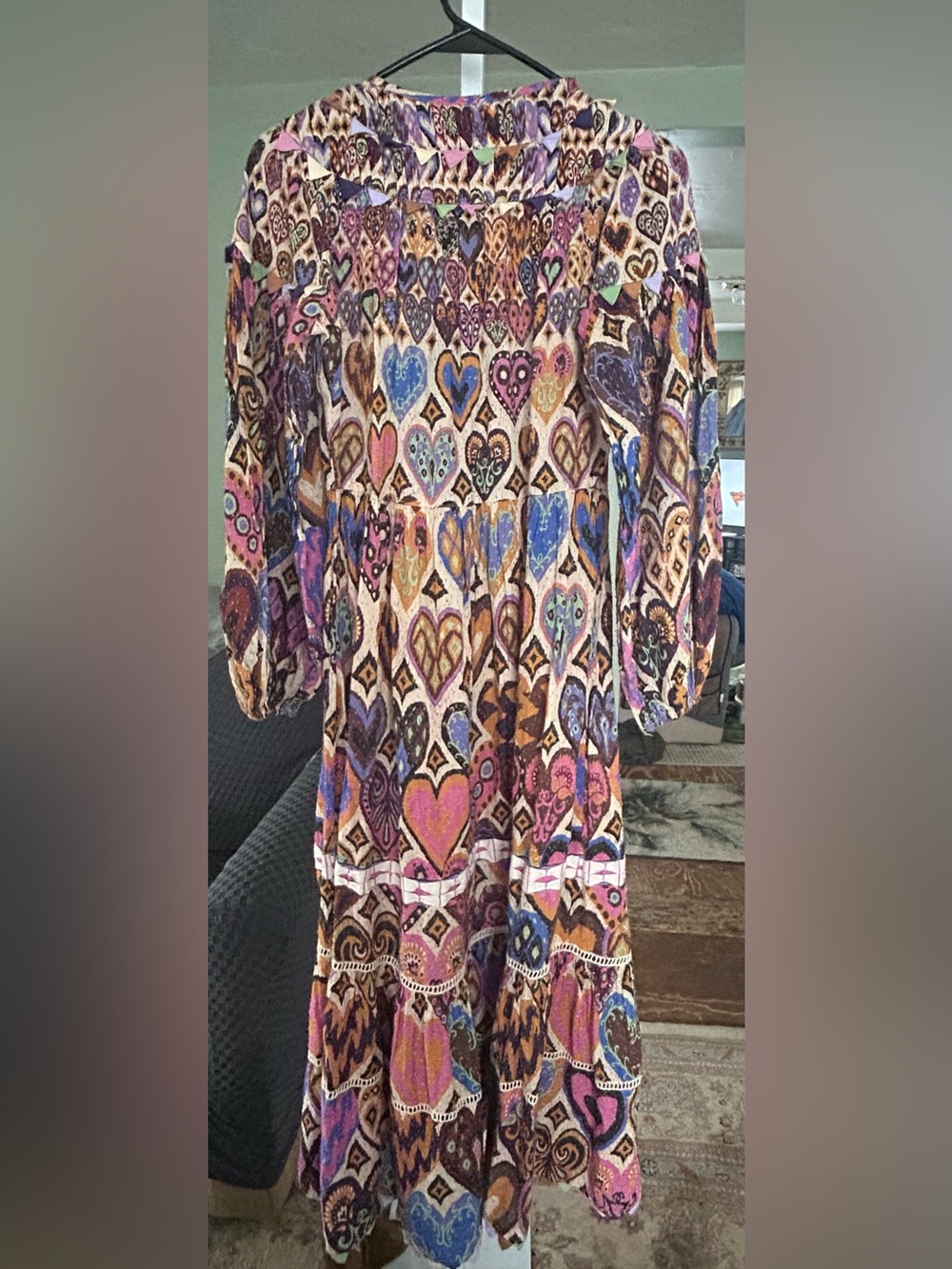 FARM Rio Multicolor Heart-Print Long Sleeve Midi Dress - Picture 3 of 4